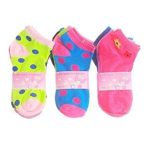 NWT 9-Pairs Girl's Cotton Low cut Socks 4-8 YO